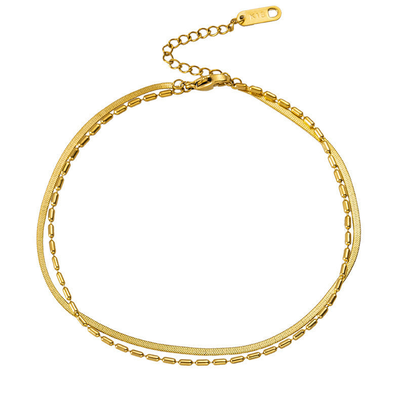 Gold-Plated Titanium Steel Snake Bone Anklet — Lightweight Luxury