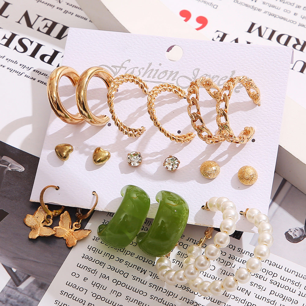 Acrylic butterfly heart earrings set 9 pairs