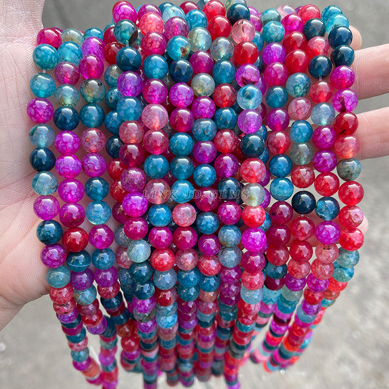 Tourmaline color popping agate round beads candy color