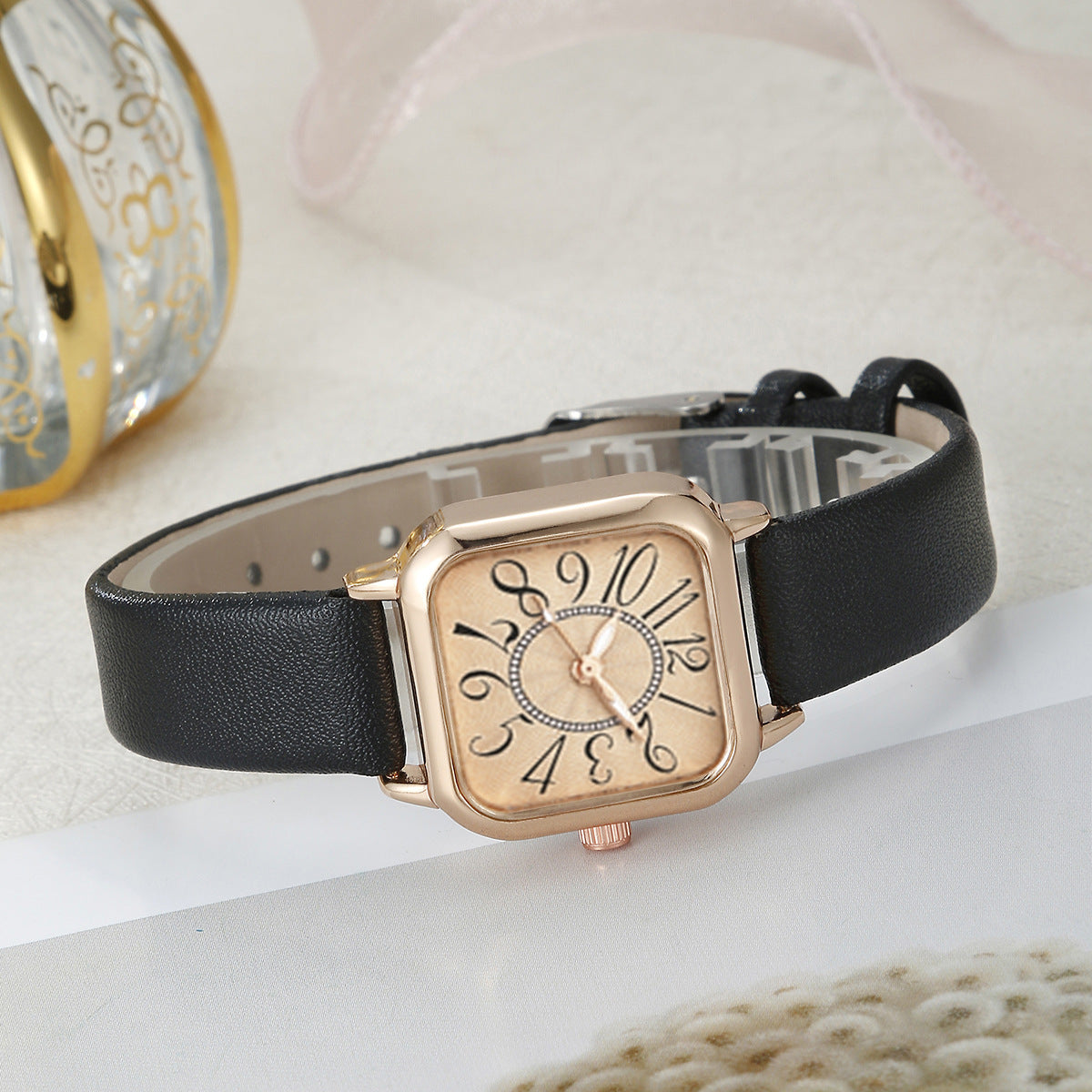 Square quartz watch LOVE bracelet set