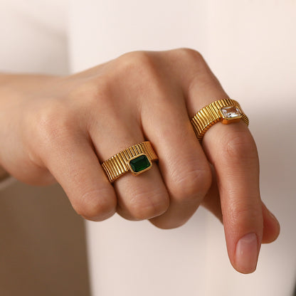 Anillo Circonitas Acanaladas 