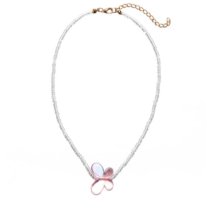 Butterfly Pendant Rice Bead Clavicle Necklace