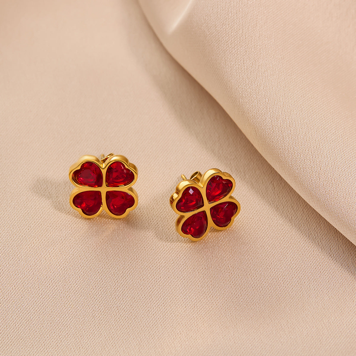 Color Clover Zircon Stud Earrings