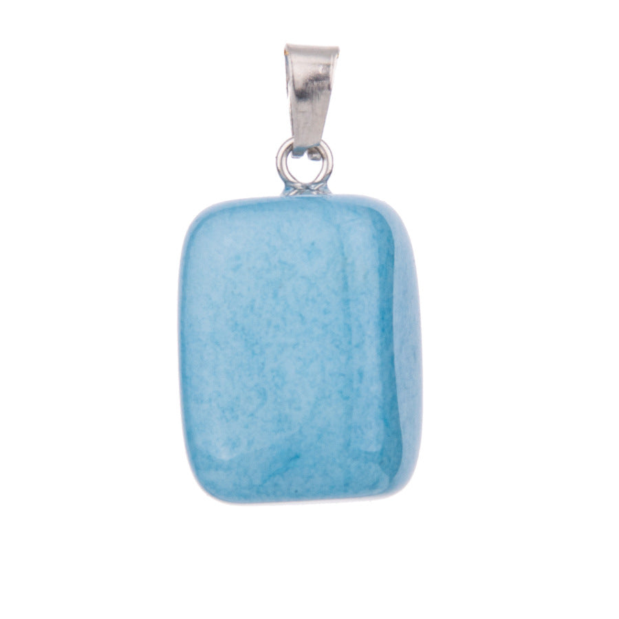 Crystal amorphous semi-precious stone cube pendant