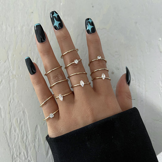Juego de 12 anillos multiarticulados con diamantes de imitación 