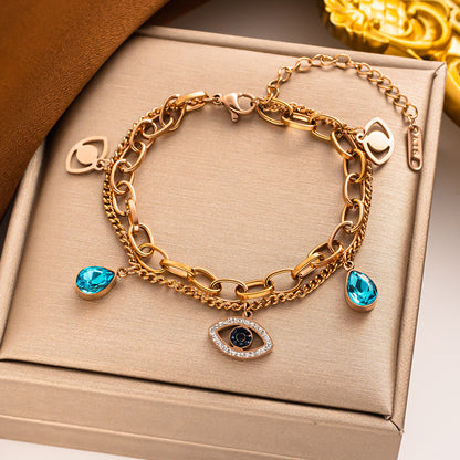 Pulsera de ojo de demonio, estilo de dibujos animados occidentales, regalo de pareja de acero inoxidable al por mayor 