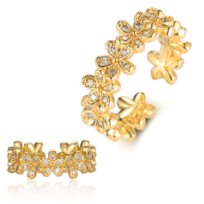 Pearl Flower Love Lock Bow Ring