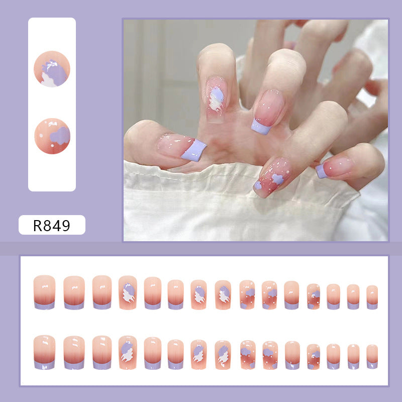 Spring French Gradient Polka Dot Medium T Ballerina Nails