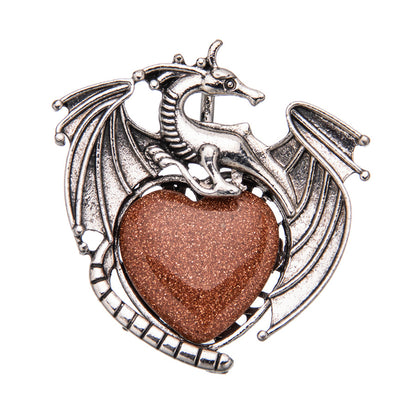 Colgante de cristal en forma de corazón de pterosaurio de dragón volador vintage 