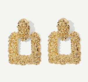 Punk Irregular Spiral Fan Leaf Earrings