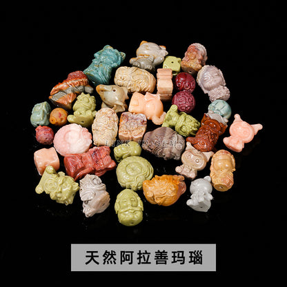 Crystal silver obsidian Hetian jade carving loose beads