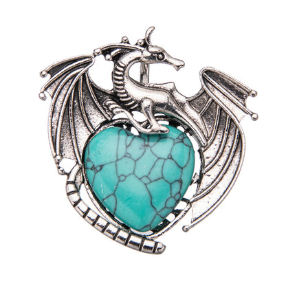 Colgante de cristal en forma de corazón de pterosaurio de dragón volador vintage 