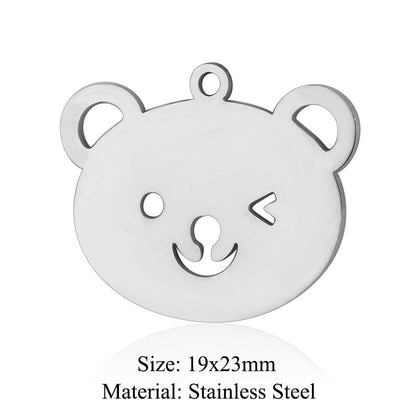 Colgante de acero de titanio con forma de elefante, lobo, tortuga, león y oso, 5 unidades por bolsa 