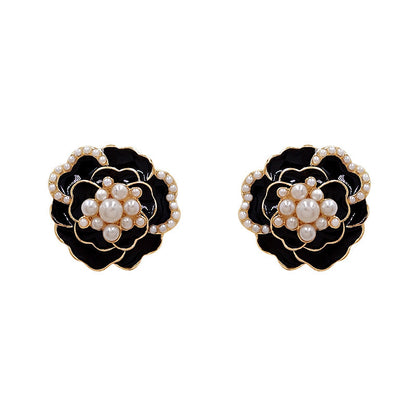 925 Silver Needle Camellia Stud Earrings
