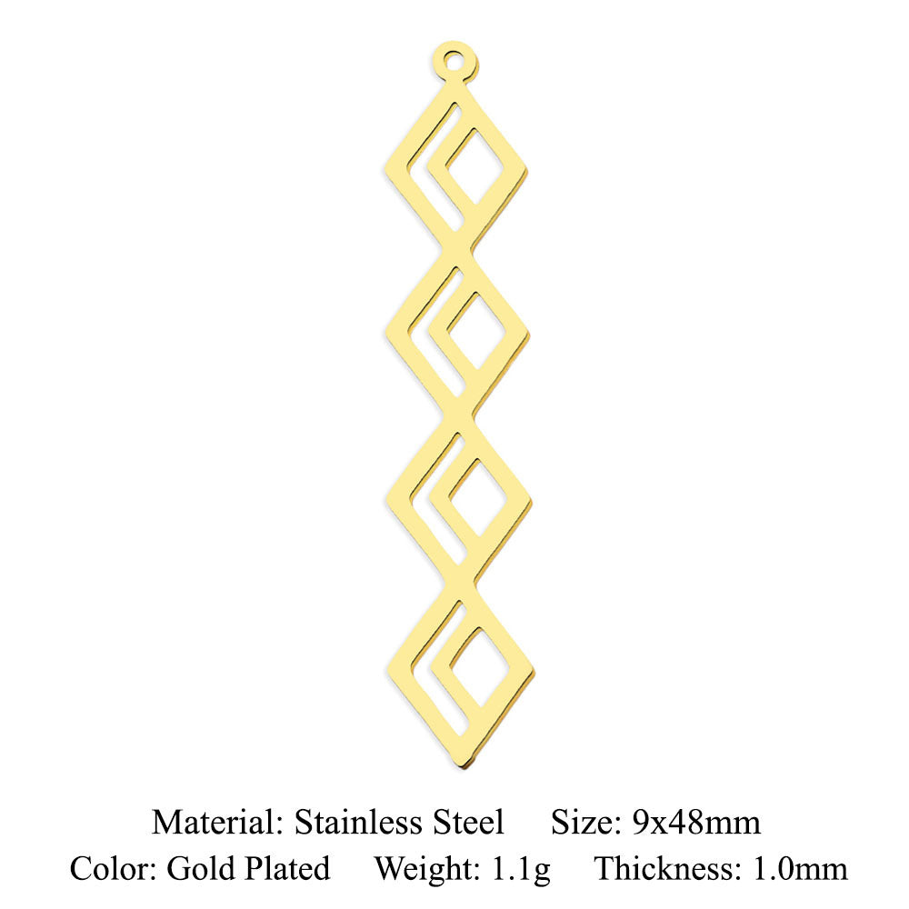 5 pcs/pack geometric square titanium steel pendant ginkgo biloba DIY