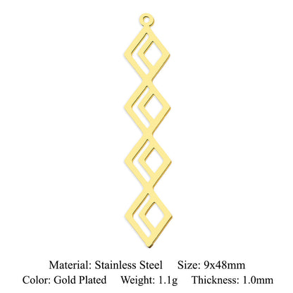 5 pcs/pack geometric square titanium steel pendant ginkgo biloba DIY