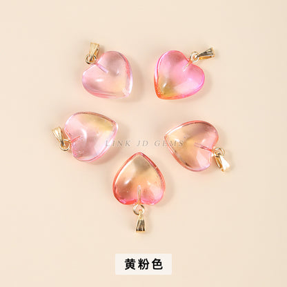 16Mm magic color glazed love-shaped glass pendant