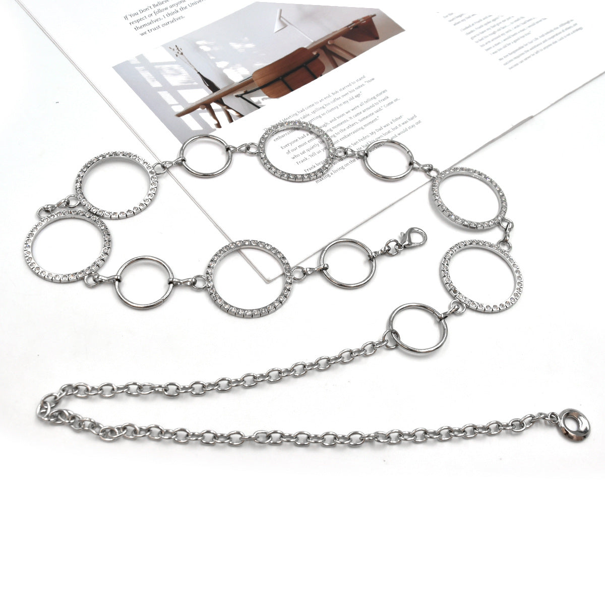 Belt chain female metal rhinestone