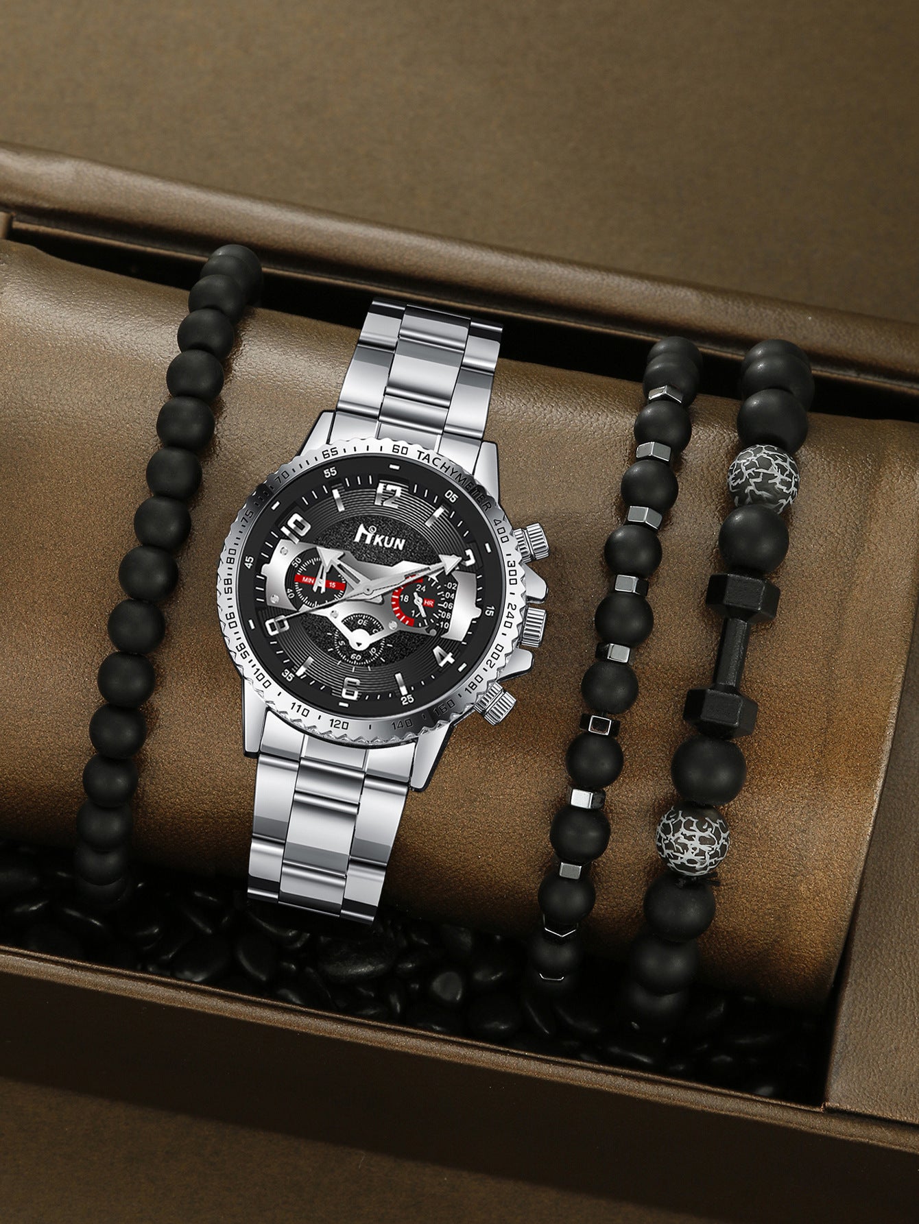 Men's Watch Punk Woven Bracelet Set