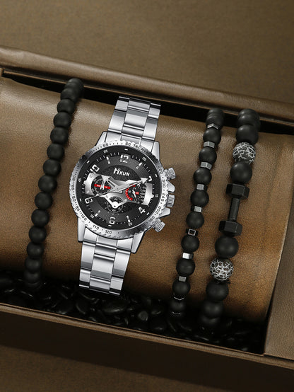 Men's Watch Punk Woven Bracelet Set