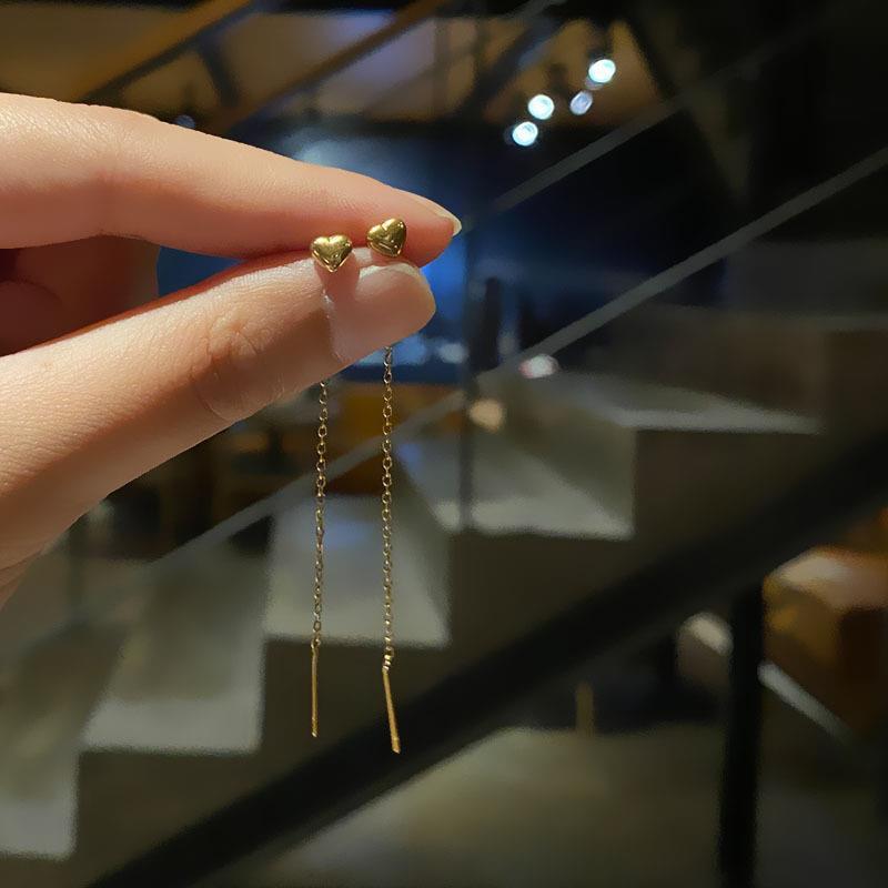 Titanium Steel Long Bead Stud Earrings — Minimalist Fashion