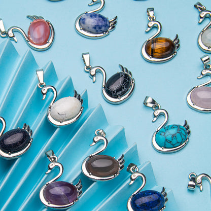 Crystal Swan Agate Pendant