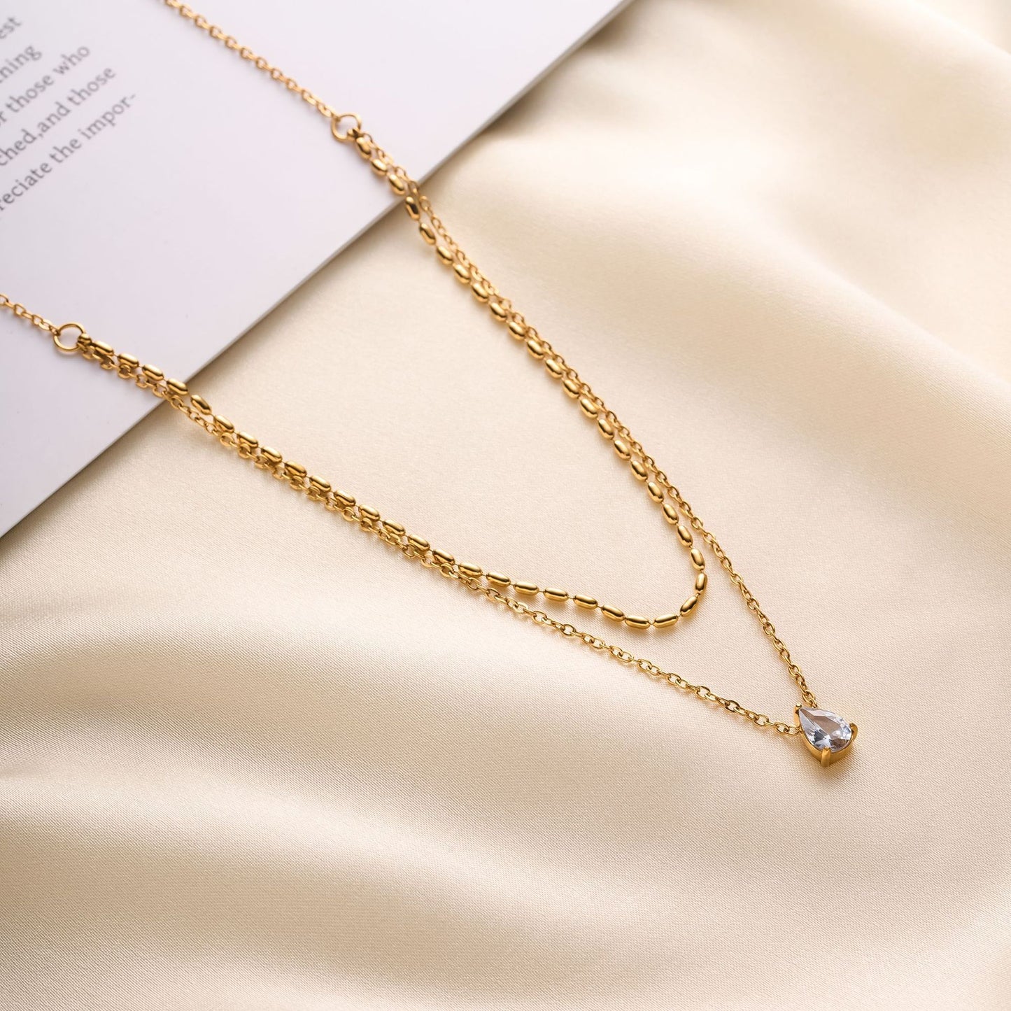 18K Gold Plated Double-Layer Birthstone Necklace
