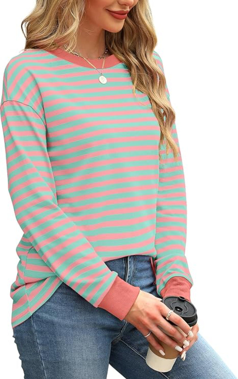 Striped long-sleeved top
