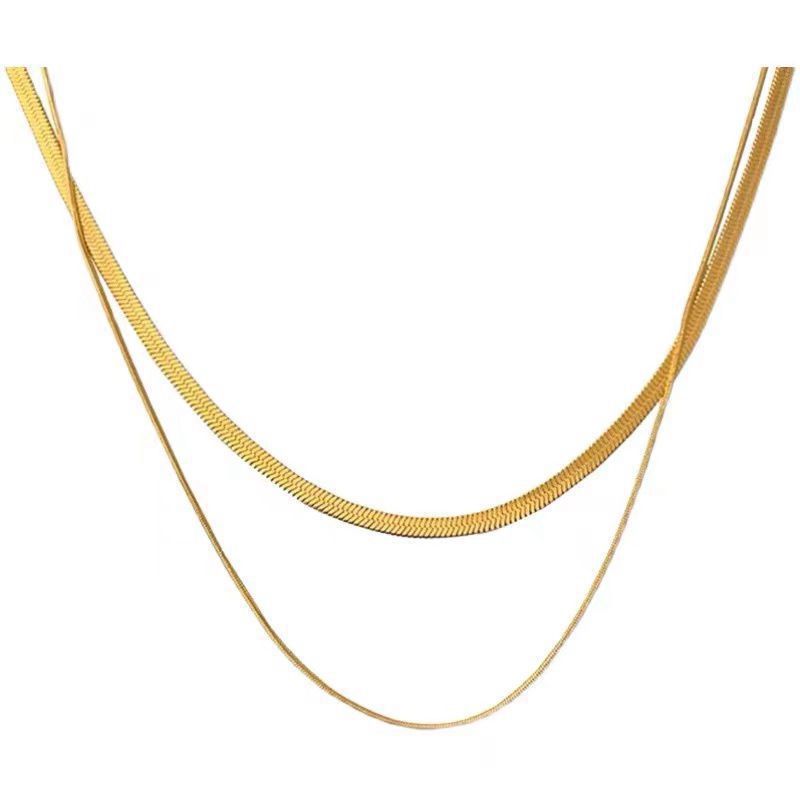 Women's Non-Fading Wide Flat Multi-Layer Collarbone Necklace
