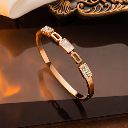 Pulseira de aço inoxidável banhada a ouro, atacado feminino elegante 