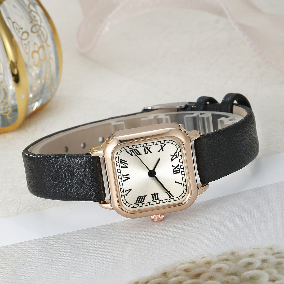 Square Watch Dial Belt Women's Jewelry Set