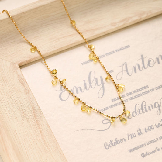 Titanium Steel Olive Green Drop Necklace