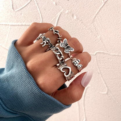 Skull Starfish Joint Ring Owl 7-piece Set