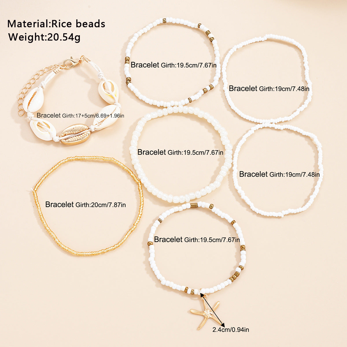 Bohemian Shell Starfish Bracelet Set