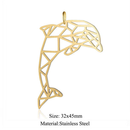 5 pcs/titanium steel paper-cut style animal pendant.