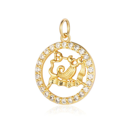 Twelve constellations copper zircon pendant DIY