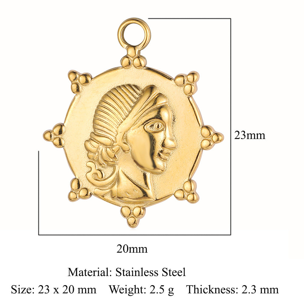 Colgante de acero de titanio con forma de tótem facial, accesorios de acero inoxidable con doble orificio 