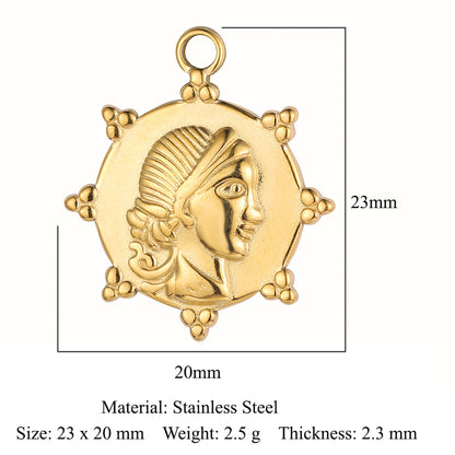 Colgante de acero de titanio con forma de tótem facial, accesorios de acero inoxidable con doble orificio 