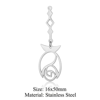 5 pcs/pack flower fringed titanium steel pendant