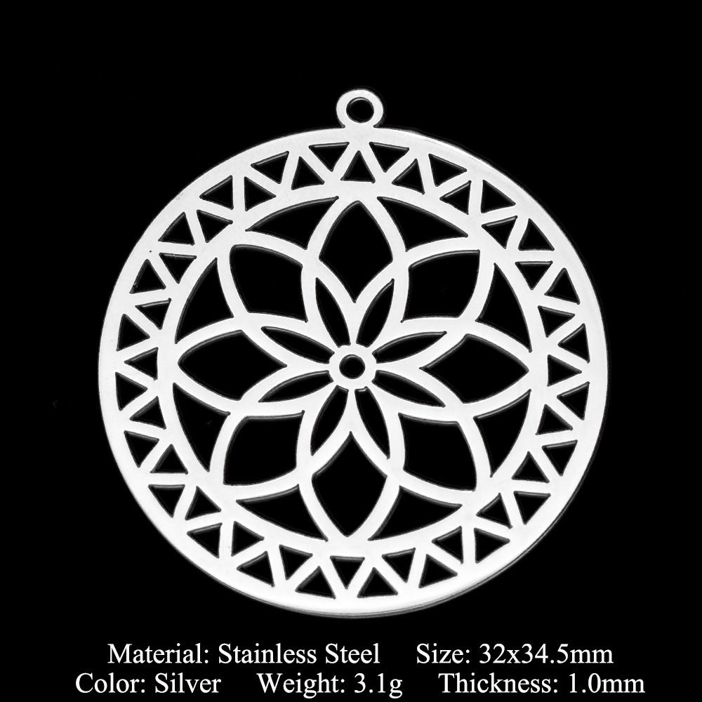 5 pcs/pack stainless steel card star and moon eye pendant.