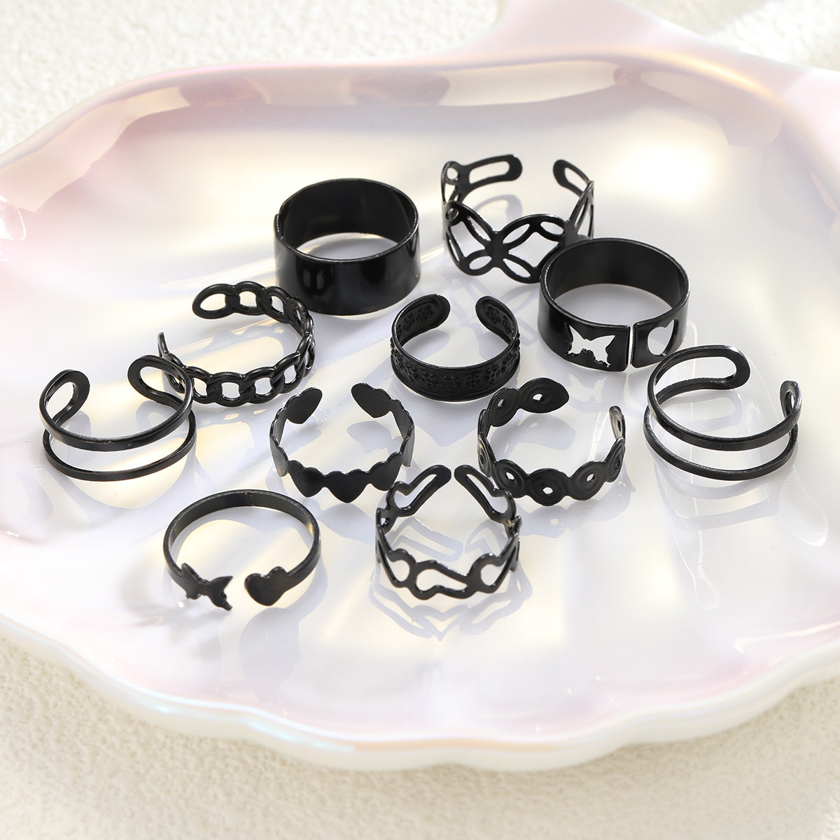 Hollow Butterfly Ring Set