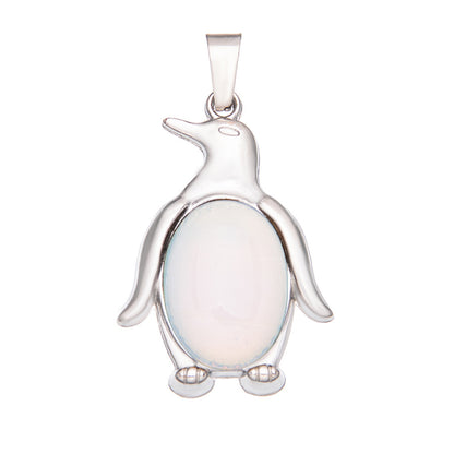 Agate alloy penguin inlaid gemstone crystal pendant