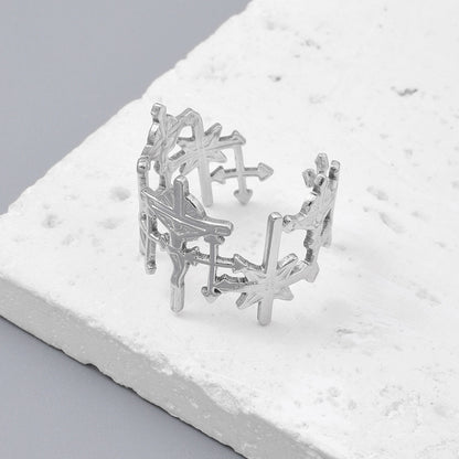 Cross Rhombus Titanium Steel Ladies Ring