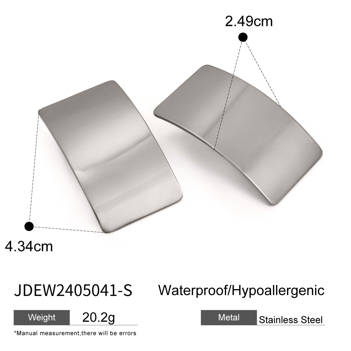 Pendientes rectangulares de acero titanio 