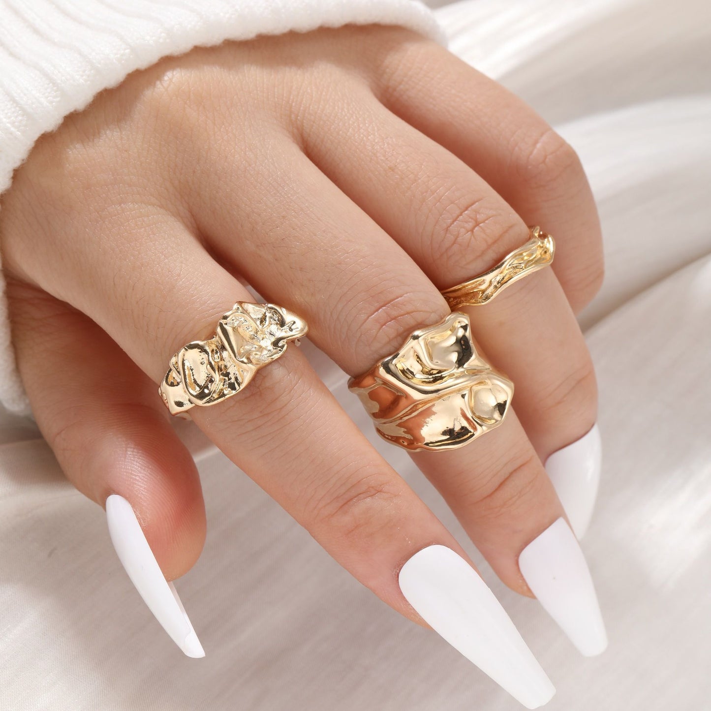 Irregular Texture Ring Set
