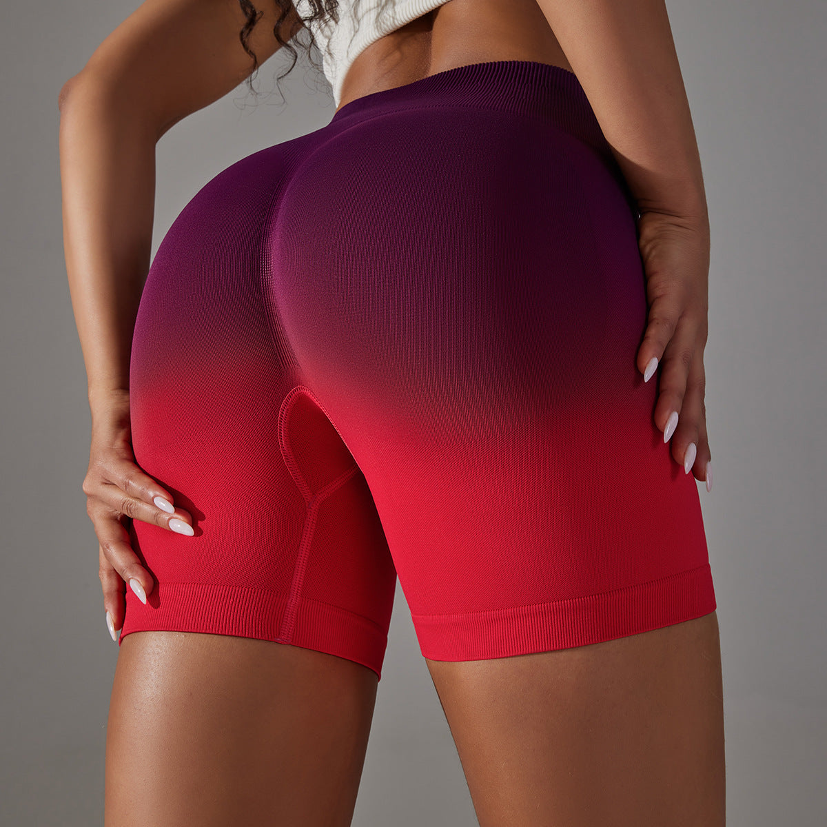 High-Stretch Gradient Shaping Peach Butt-Lifting High-Waist Fitness Shorts