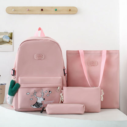 Mochila para estudiantes, bolso escolar de dibujos animados, mochila determinada de 4 piezas 