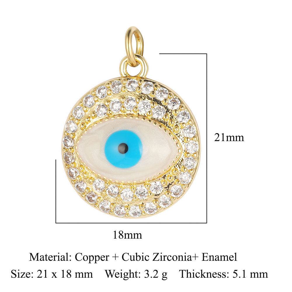 Devil's Eye Copper Zircon DIY Jewelry Pendant