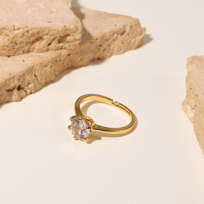 Six-claw ring real gold plated copper ring