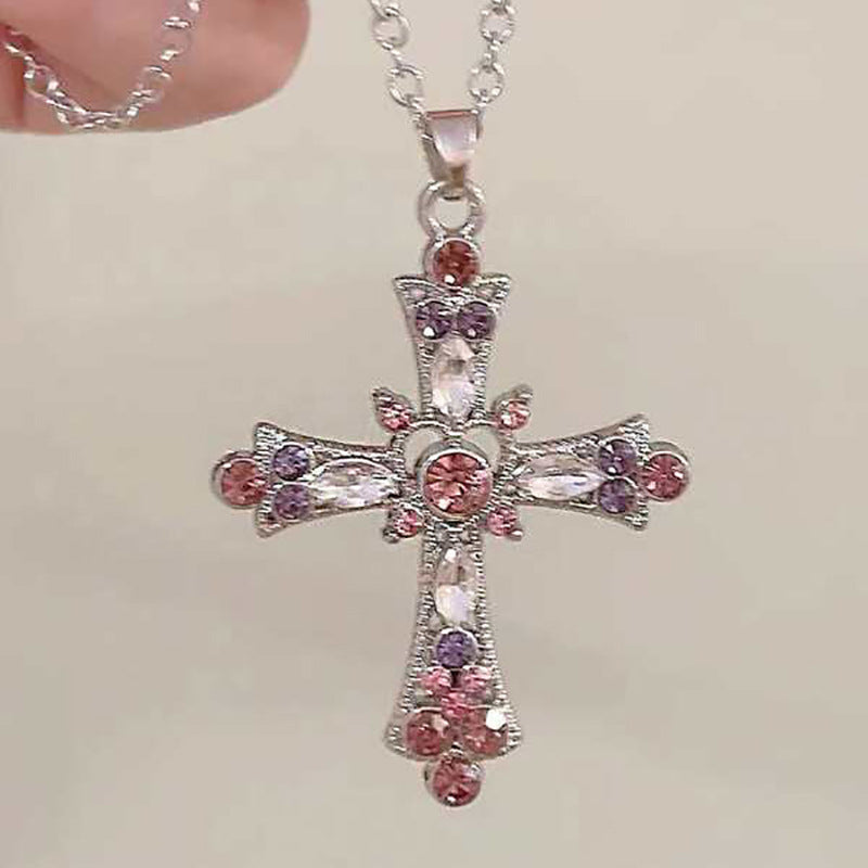 Pearl Dark Cross Pendant Necklace